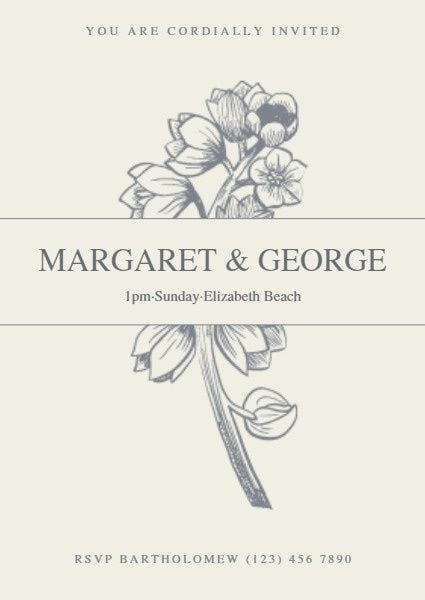 ceremony, engagement, proposal, Flower Wedding Invitation Template