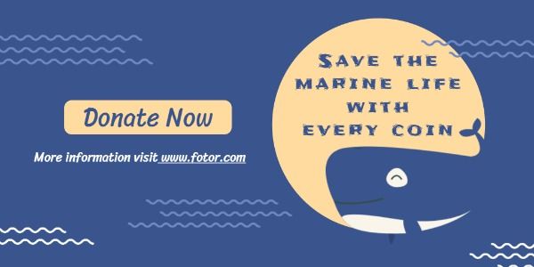 coin, sea, fish, Save the Marine Life Twitter Post Template