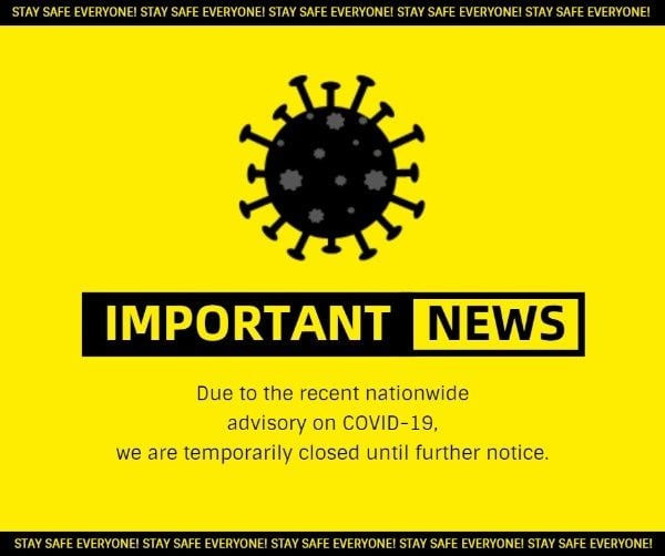 coronavirus, virus, covid-19, Yellow News Announcement Facebook Post Template