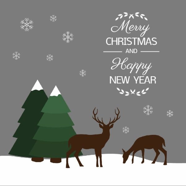 new year, festive, xmas, Green Tree And Deer Christmas Instagram Post Instagram Post Template