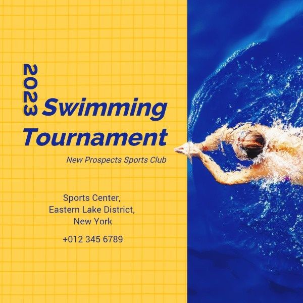 exercise, sports, fitness, Swimming Tournament Instagram Post Template