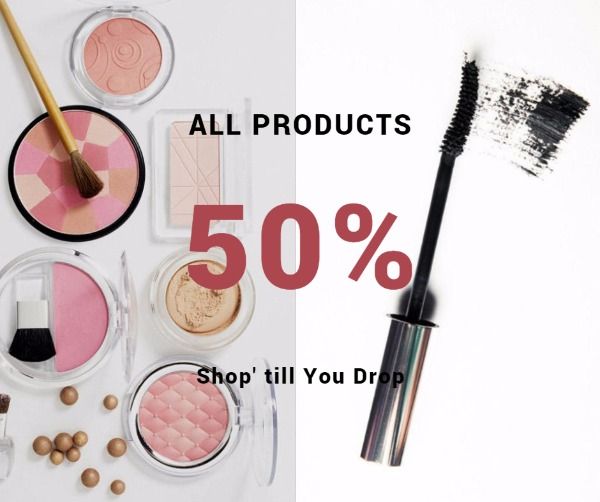 make up, sale, discount, Fashion Makeup Promotion Facebook Post Template