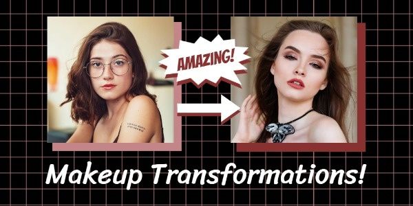 beauty, comparison, cosmetics, Makeup Transformation Twitter Post Template
