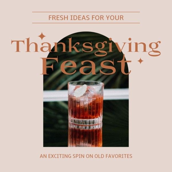 grateful, gratitude, blessing, Pink Drink Thanksgiving Drink Feast Instagram Post Template