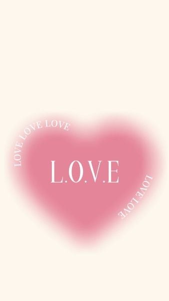love, cute, Beige Pink Simple Minimal Heart Mobile Wallpaper Template