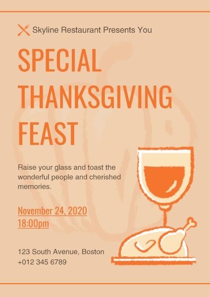 feast, restaurant, party, Thanksgiving Dinner Poster Template
