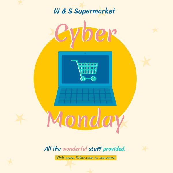 promotion, ecommerce, shop online, Cyber Monday Super Sale Instagram Post Template