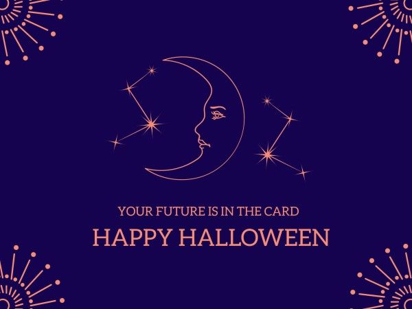 astrology, prophecy, prediction, Purple Divination Happy Halloween Card Template