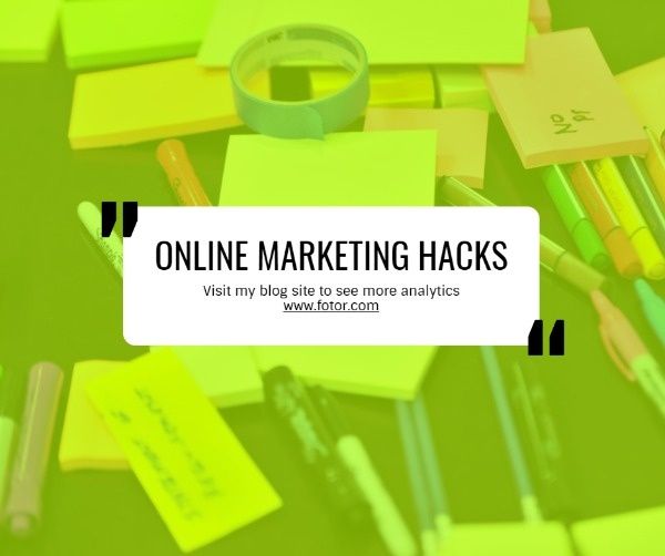 hacks, cover, deign, Yellow Online Marketing Website Facebook Post Template