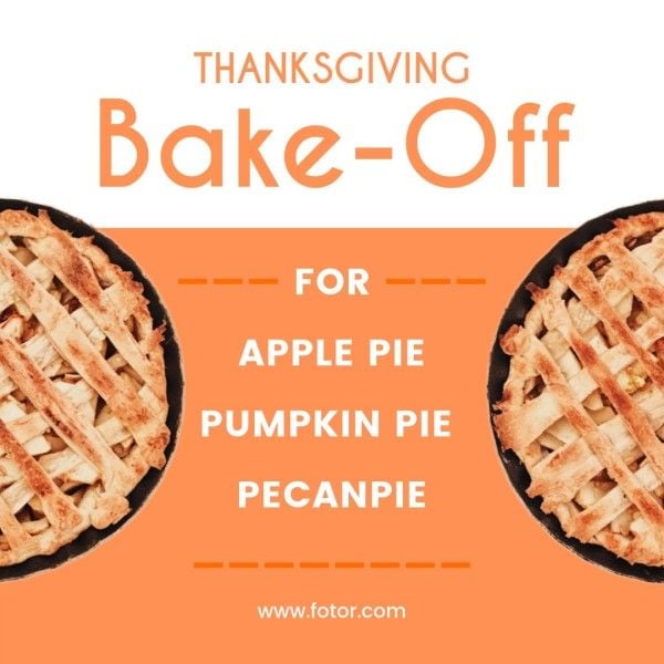 food, pie, pizza, Orange Thanksgiving Bake Recipe Instagram Post Template