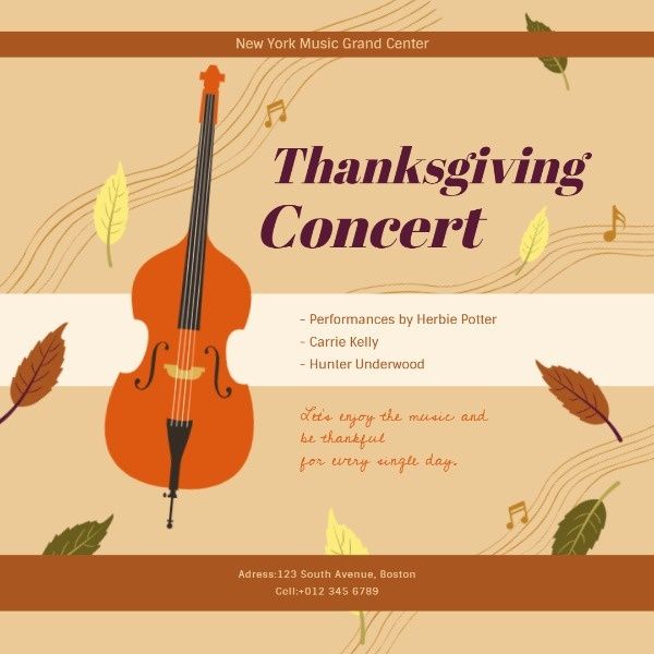 party, life, show, Thanksgiving Concert Instagram Post Template