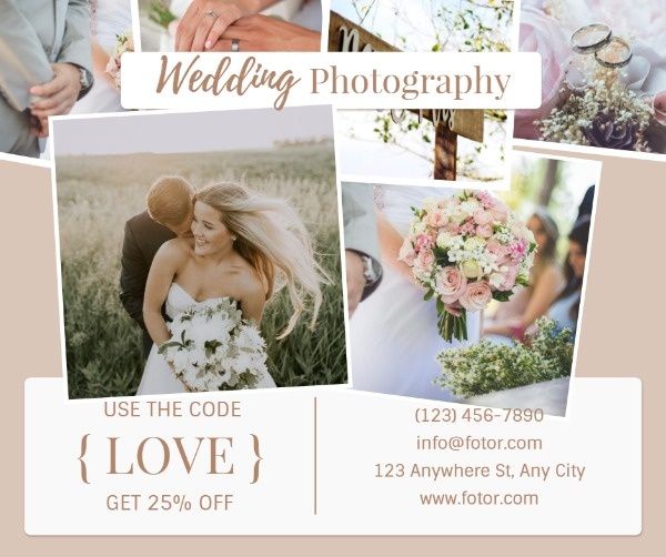 love, marriage, ads, Wedding Photography Studio Promotion Facebook Post Template