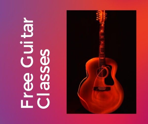 education, institute, story, Red Guitar Classess Facebook Post Template