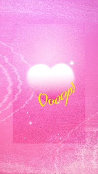 y2k, 3d, Pink Retro Dreamy Heart Mobile Wallpaper Template