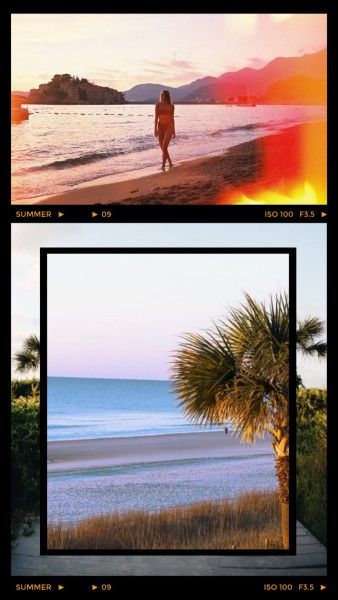 scenery, lomo, Blue Scenary Photo Collage Mobile Wallpaper Template