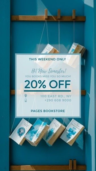 promotion, sale, bookstore, Blue This Week Only Instagram Story Template