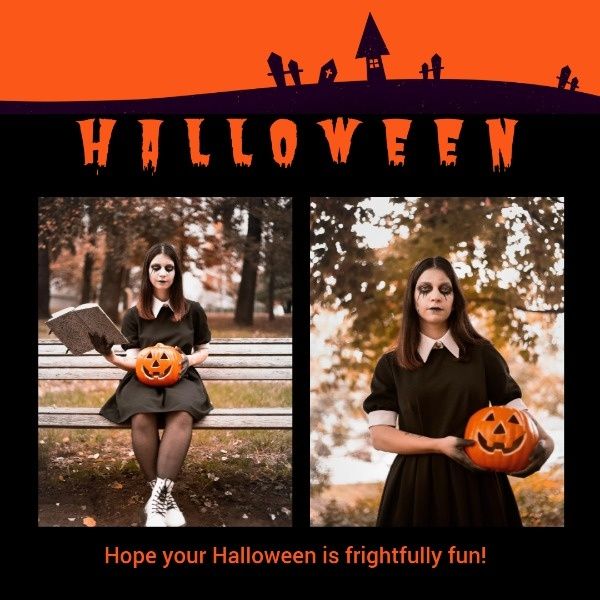 holiday, festival, celebration, Black Witch Halloween Instagram Post Template