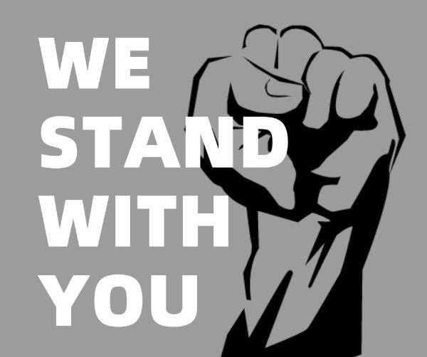 blacklivesmatter, black, human right, We Stand With You Gray Background  Facebook Post Template