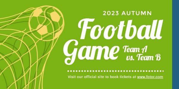 sport, games, competition, Green Football Game Ticket Twitter Post Template