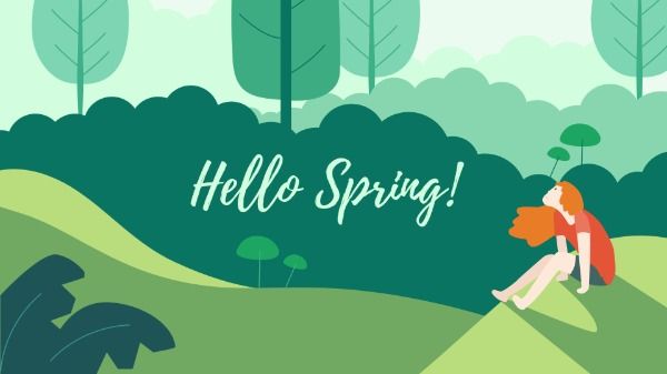 season, nature, travel, Green Hello Spring Desktop Wallpaper Template
