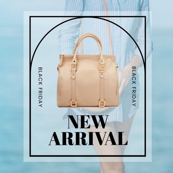 fashion, market, promotion, Blue Woman Bag New Arrival Sale Instagram Post Template
