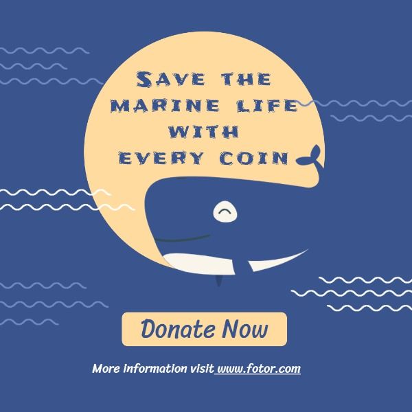 ngo, philanthropic organization, public service organization, Charity Save Marine Life  Instagram Post Template