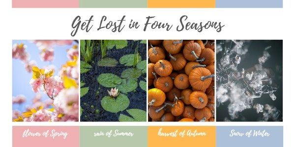 spring, summer, autumn, Beautiful Four Seasons Twitter Post Template