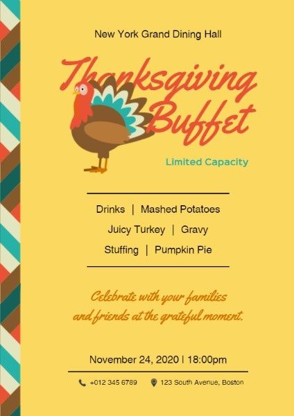 restaruant, holiday, sale, Turkey Thanksgiving Buffet Flyer Template