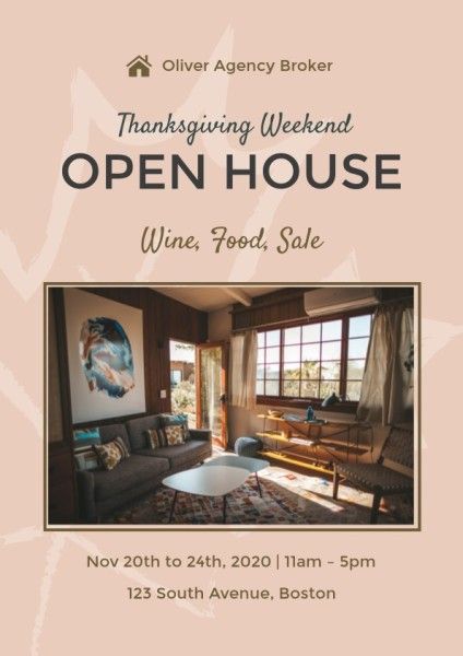 weekend, holiday, sale, Thanksgiving Open House Flyer Template
