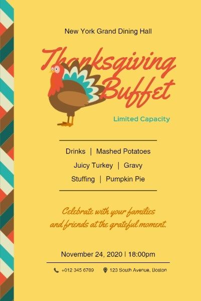 food, restaruant, holiday, Thanksgiving Buffet Pinterest Post Template