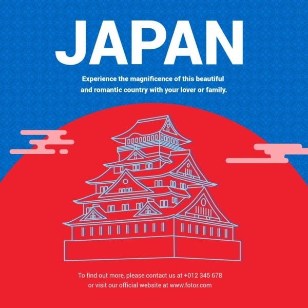 architecture, social media, japanese, Red Japan Vacation Travel Instagram Post Template