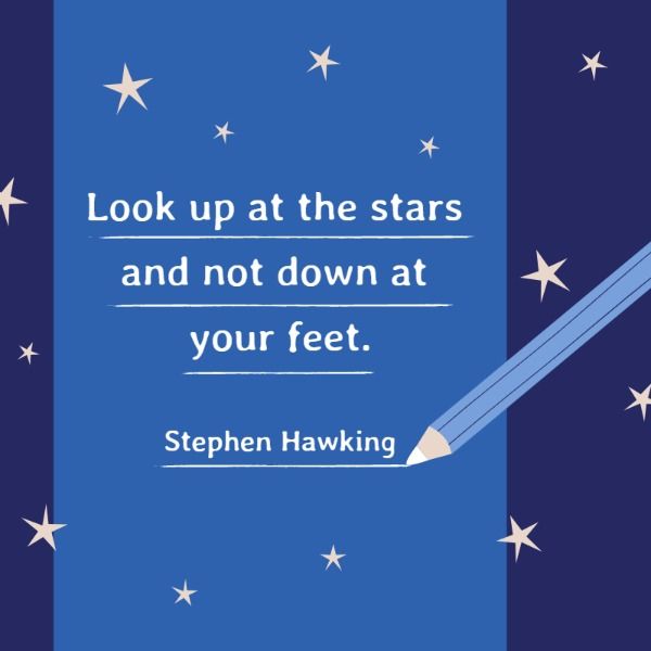 lifestyle, life, motto, Hawking Quote Stars Instagram Post Template