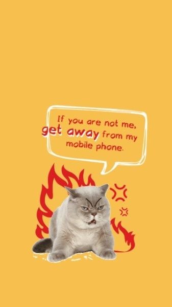 fire, get angry, get away, Funny Angry Cat Speech Bubble Wallpaper Mobile Wallpaper Template