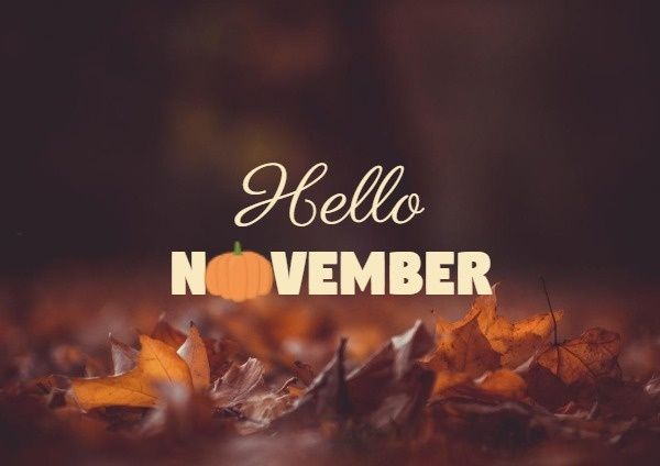 autumn, season, post card, Hello November Postcard Template