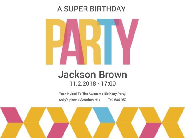 happy birthday, greeting, wishing, Awesome birthday party invitation Card Template