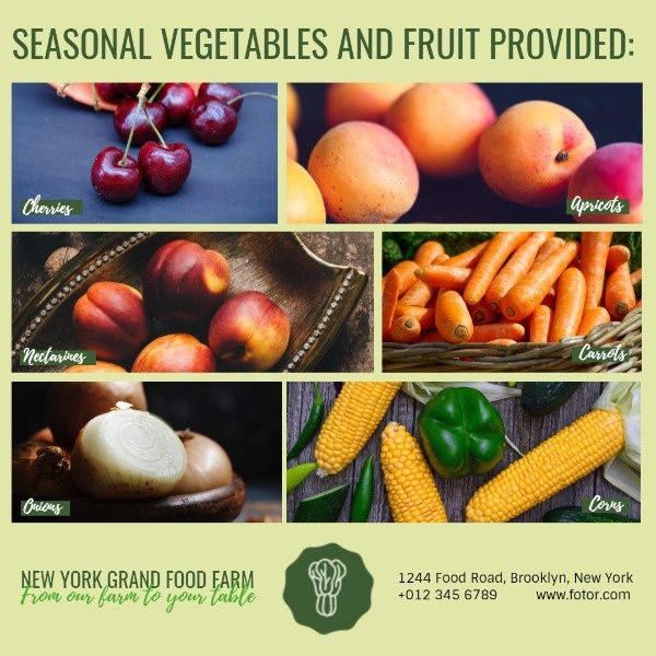 fruit, fresh, plant, Farm Vegetable Promotion Instagram Post Template