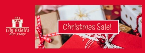 礼品店红色圣诞横幅 Facebook封面