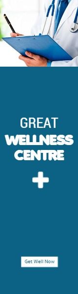 business, promote, promoting, Blue Great Wellness Centre Wide Skyscraper Template
