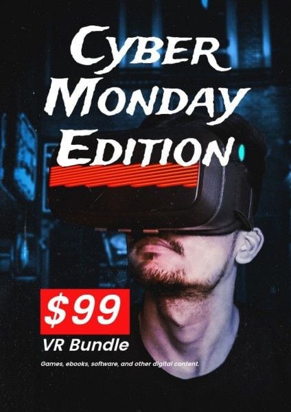 game, man, Black VR Cyber Edition Flyer Template
