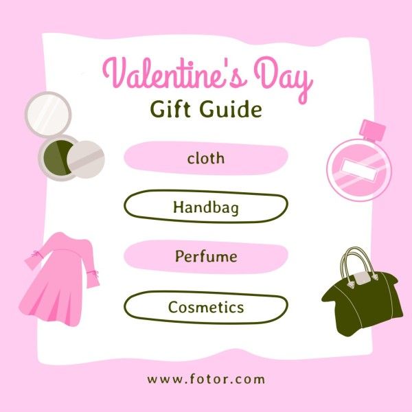 valentine, valentines day, gift ideas, Pink Cartoon Cute Love Gift Guide Instagram Post Template