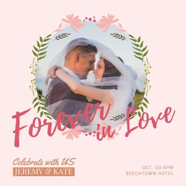 marriage, ceremony, couple, Romantic Save The Date Invitation Instagram Post Template