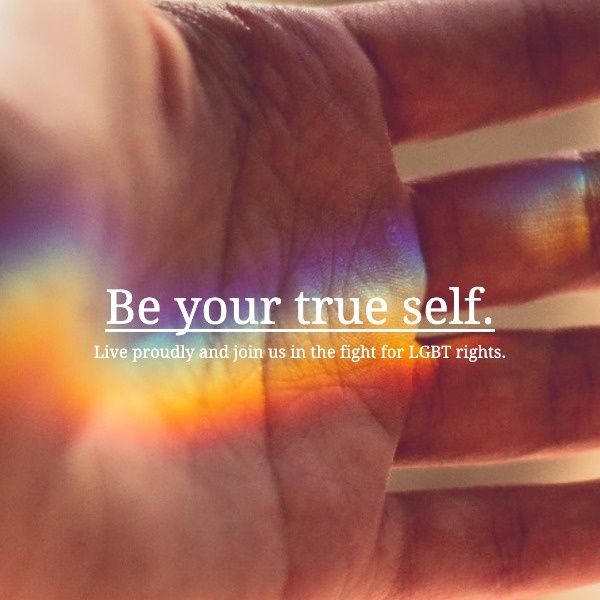 be your self, love, lgbt, Rainbow In Your Hand Quote Instagram Post Template