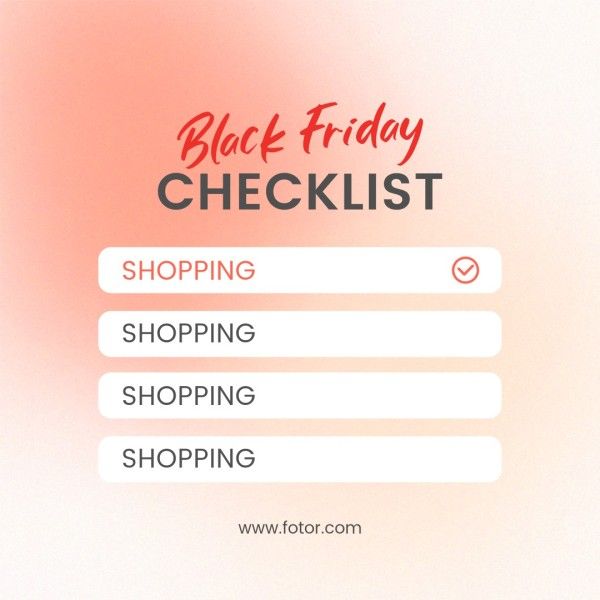 e-commerce, online shopping, promotion, Black Friday Branding Fashion To Do List Checklist Instagram Post Template