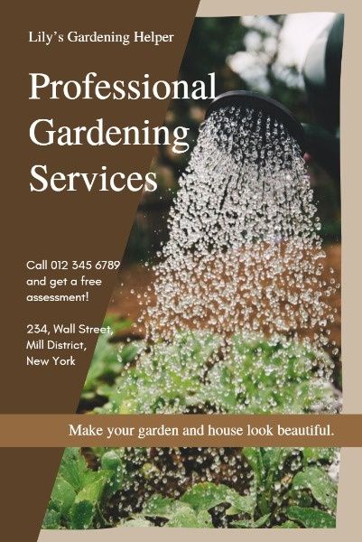 cultivation, flowering, garden service, Brown Planting Gardening Service Pinterest Post Template