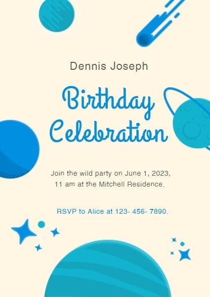 universe, party, anniversary, Blue Planet Birthday Invitation Template