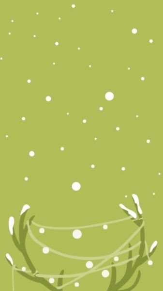绿色插画圣诞鹿角 手机壁纸