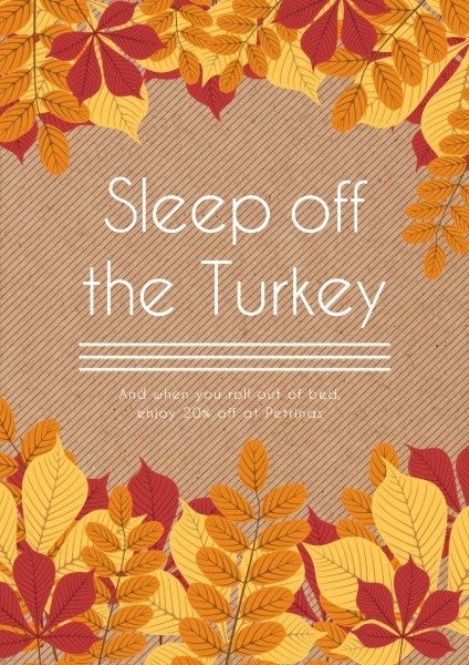 autumn, season, fall, Sleep Off The Turkey Poster Template