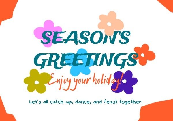seasons greeting, thanksgiving, holiday, White Simple Floral Season Greeting Card Postcard Template