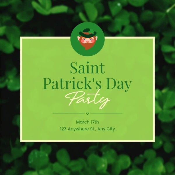 st patricks day, happy st patricks day, st. patrick, Green Party Saint Patricks Day Instagram Post Template