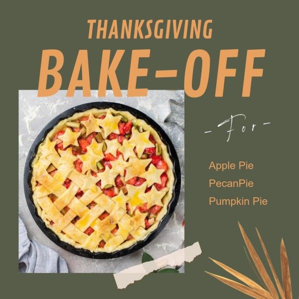 pie, food, thank you, Green Thanksgiving Bake Recipe Instagram Post Template